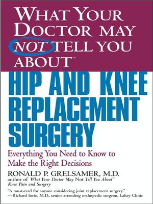 cover image of What Your Doctor May Not Tell You About Hip and Knee Replacement Surgery